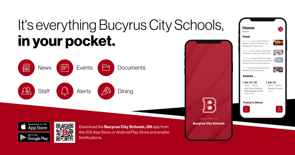 It's everything Bucyrus City Schools, in your pocket. QR code for download.